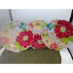 Better Homes & Gardens Scalloped Floral Melamine Dinner Plates Set Of 4- 8"